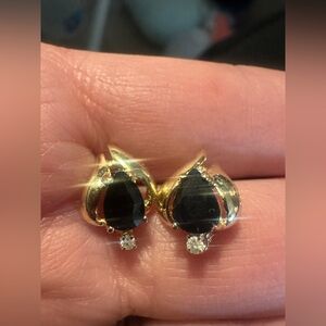 14K VTG Sapphire and Diamond Earrings